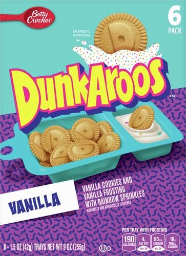 Betty Crocker Dunkaroos Vanilla Cookies and Vanilla Frosting with Rainbow Sprinkles, 6 ct - Image 2